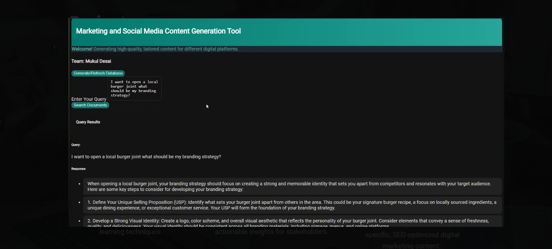 Marketing Analytics Tool